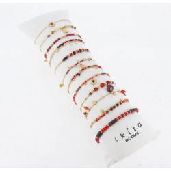 Bracelet acier doré rouge