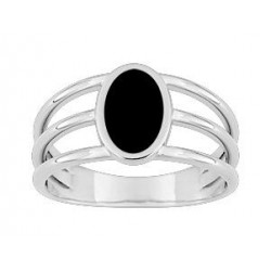 Bague argent laque noire