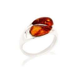 Bague argent ambre cognac