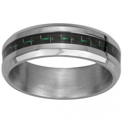 Bague acier CARBONE VERT