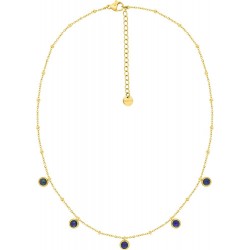 Collier acier lapis bleu doré