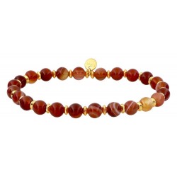 Bracelet acier agate rouge