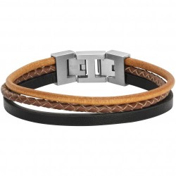 Bracelet acier CUIR MARRON...
