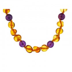 Collier acier bébé ambre et...