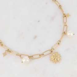 Collier acier doré en...
