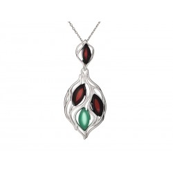 Pendentif argent Ambre et...