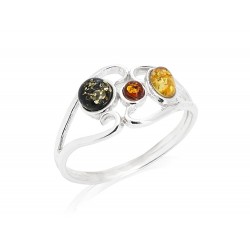 Bague argent Ambre multicolore