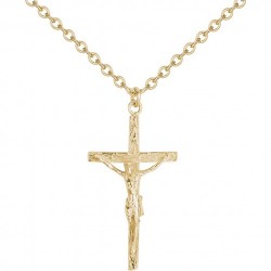 Collier acier JAUNE croix...