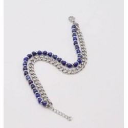 Bracelet acier agate bleue 