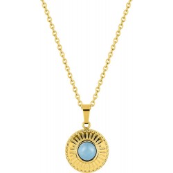 Collier acier cristal bleue...