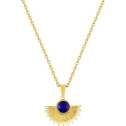 Collier acier lapis bleue doré